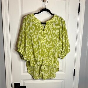 Rose & Olive Lime Patterned Blouse
